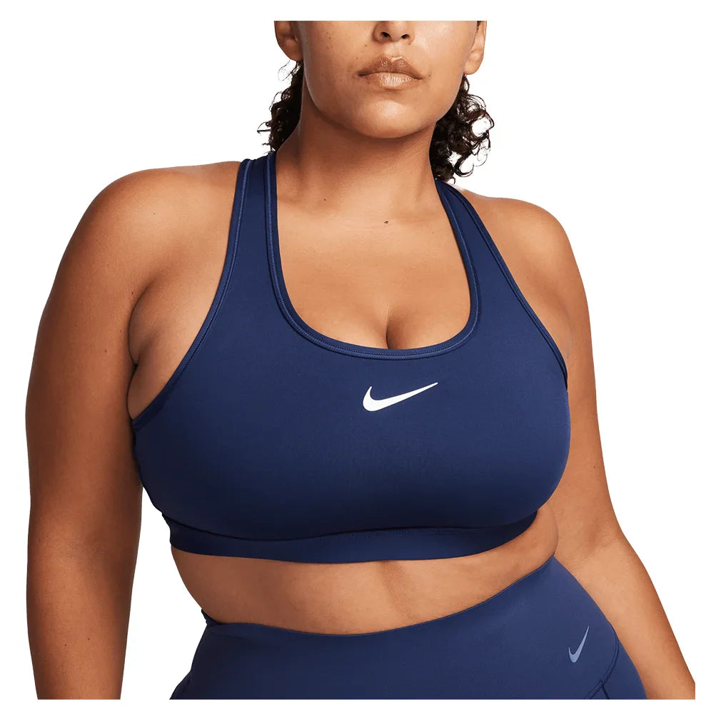 Women's Swoosh Medium Support Padded Sports Bra Midnight Navy and White