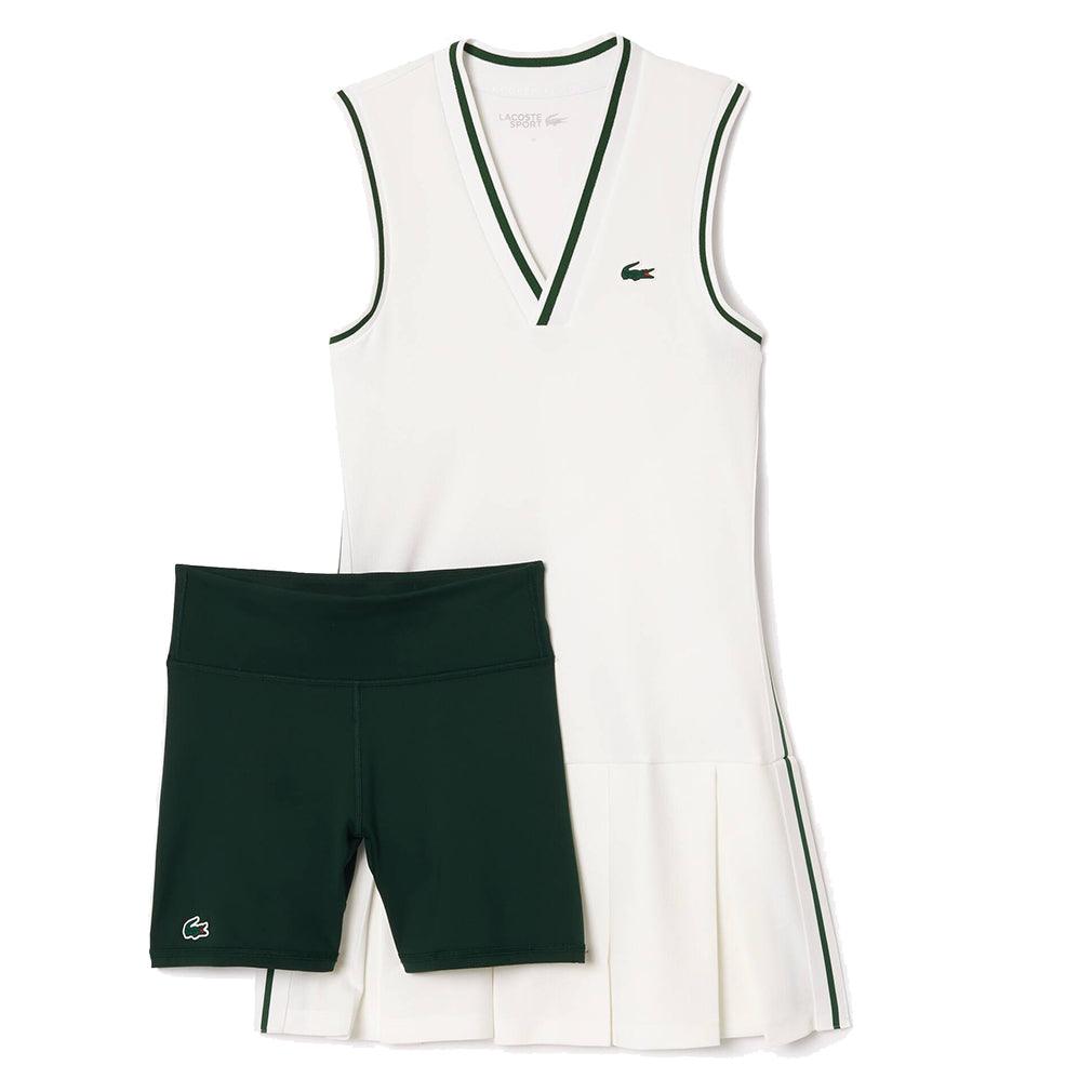 Women's Tennis Dress with Removable Pique Shorts White and Sinople