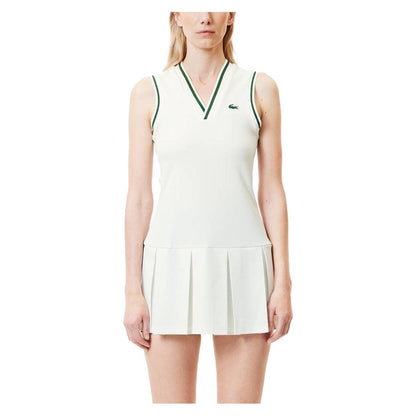 Women's Tennis Dress with Removable Pique Shorts White and Sinople