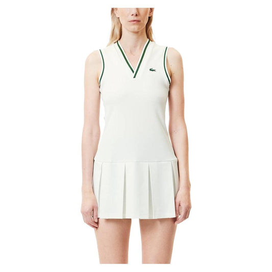 Women's Tennis Dress with Removable Pique Shorts White and Sinople