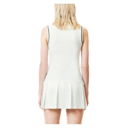Women's Tennis Dress with Removable Pique Shorts White and Sinople