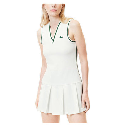 Women's Tennis Dress with Removable Pique Shorts White and Sinople