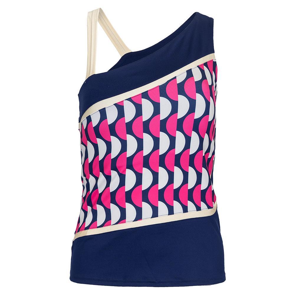 Women's Off-Shoulder Tennis Tank Geo Print and Ink