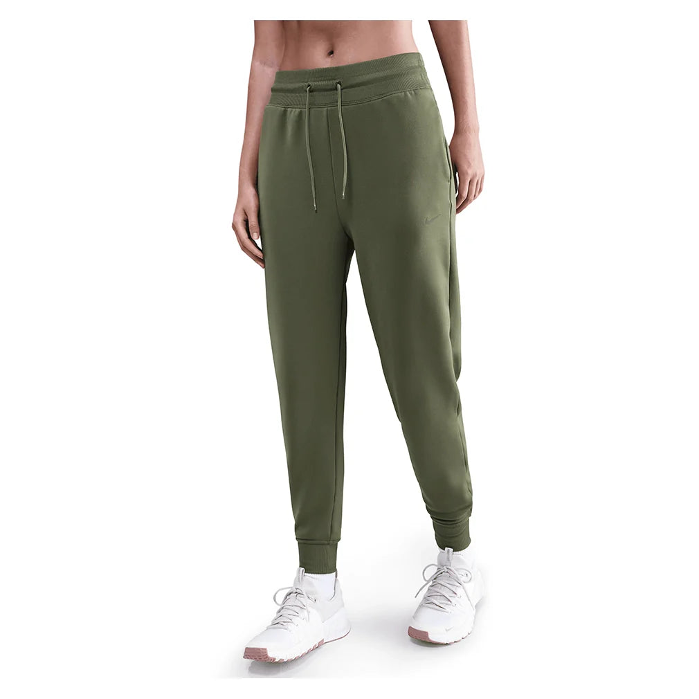 Women's Therma-FIT One High-Waisted 7/8 Joggers Medium Olive and White