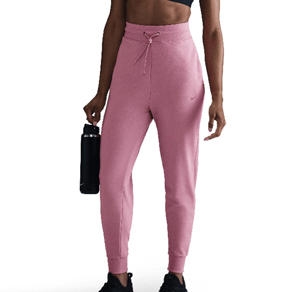 Women's Dri-FIT One High-Waisted 7/8 French Terry Joggers Elemental Pink and Black