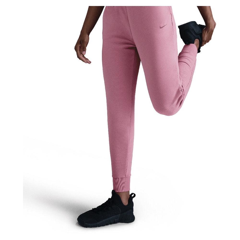 Women's Dri-FIT One High-Waisted 7/8 French Terry Joggers Elemental Pink and Black