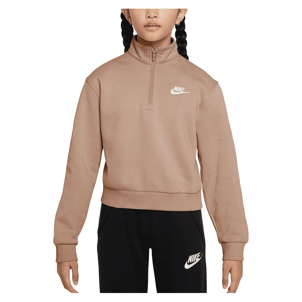 Girls' Sportswear Club Fleece 1/2-Zip Long-Sleeve Top