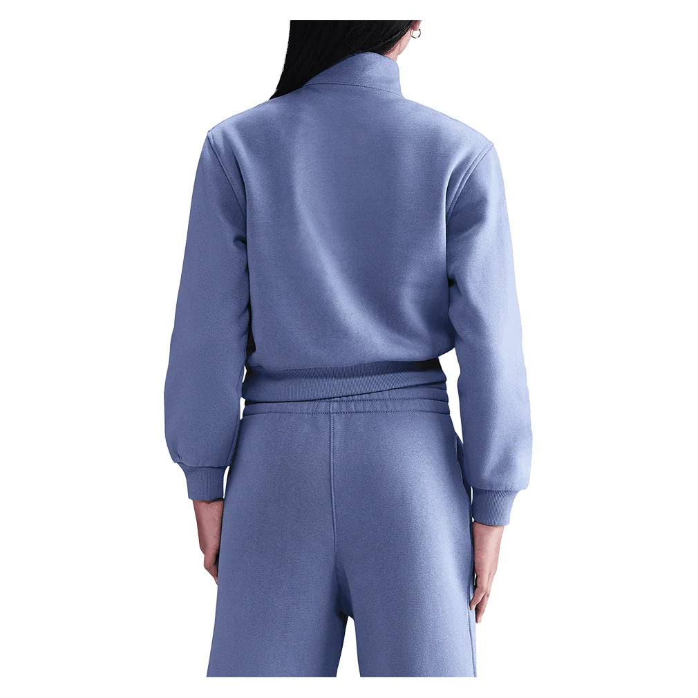 Girls' Sportswear Club Fleece 1/2-Zip Long-Sleeve Top World Indigo and White