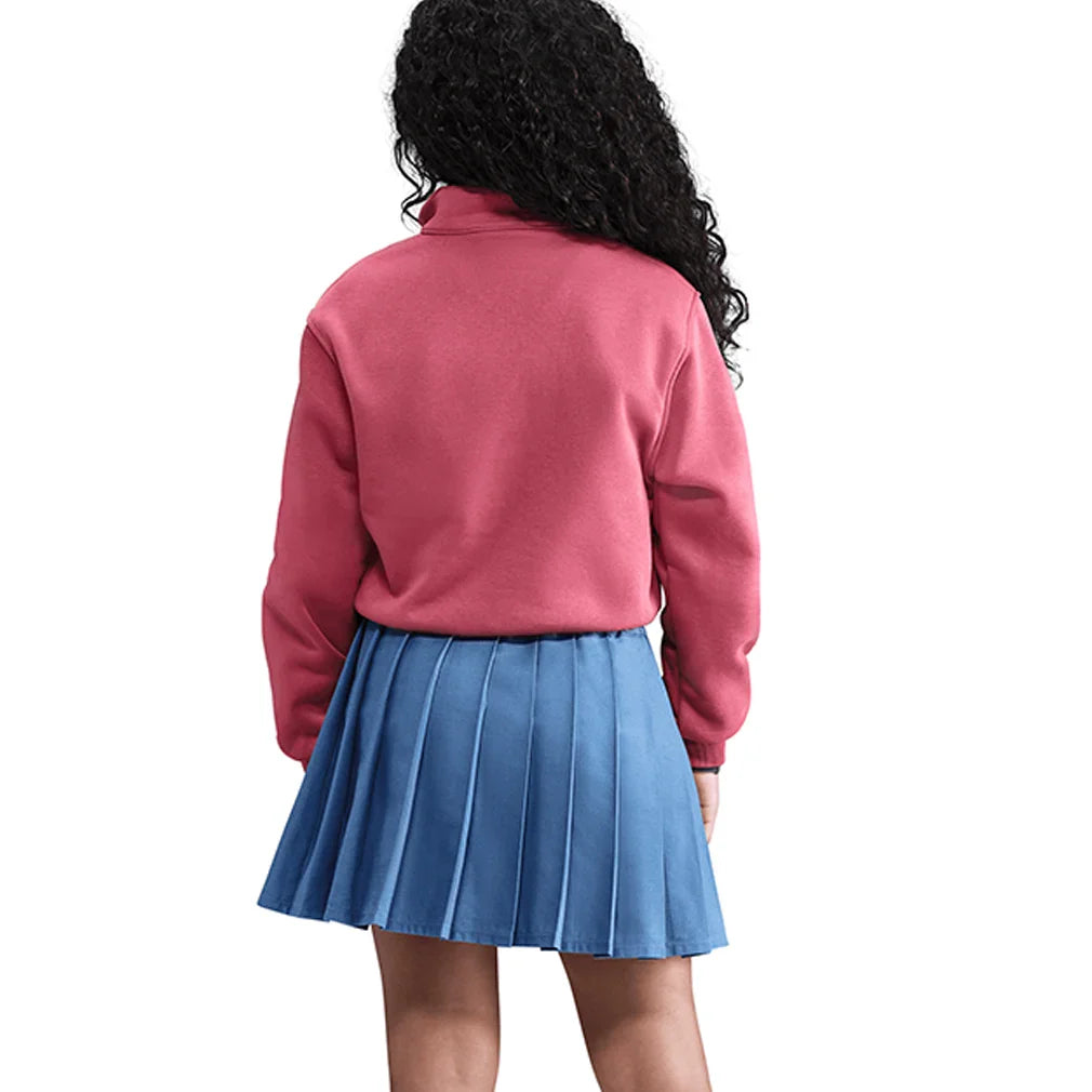 Girls' Sportswear Club Fleece 1/2-Zip Long-Sleeve Top Sweet Beet and White