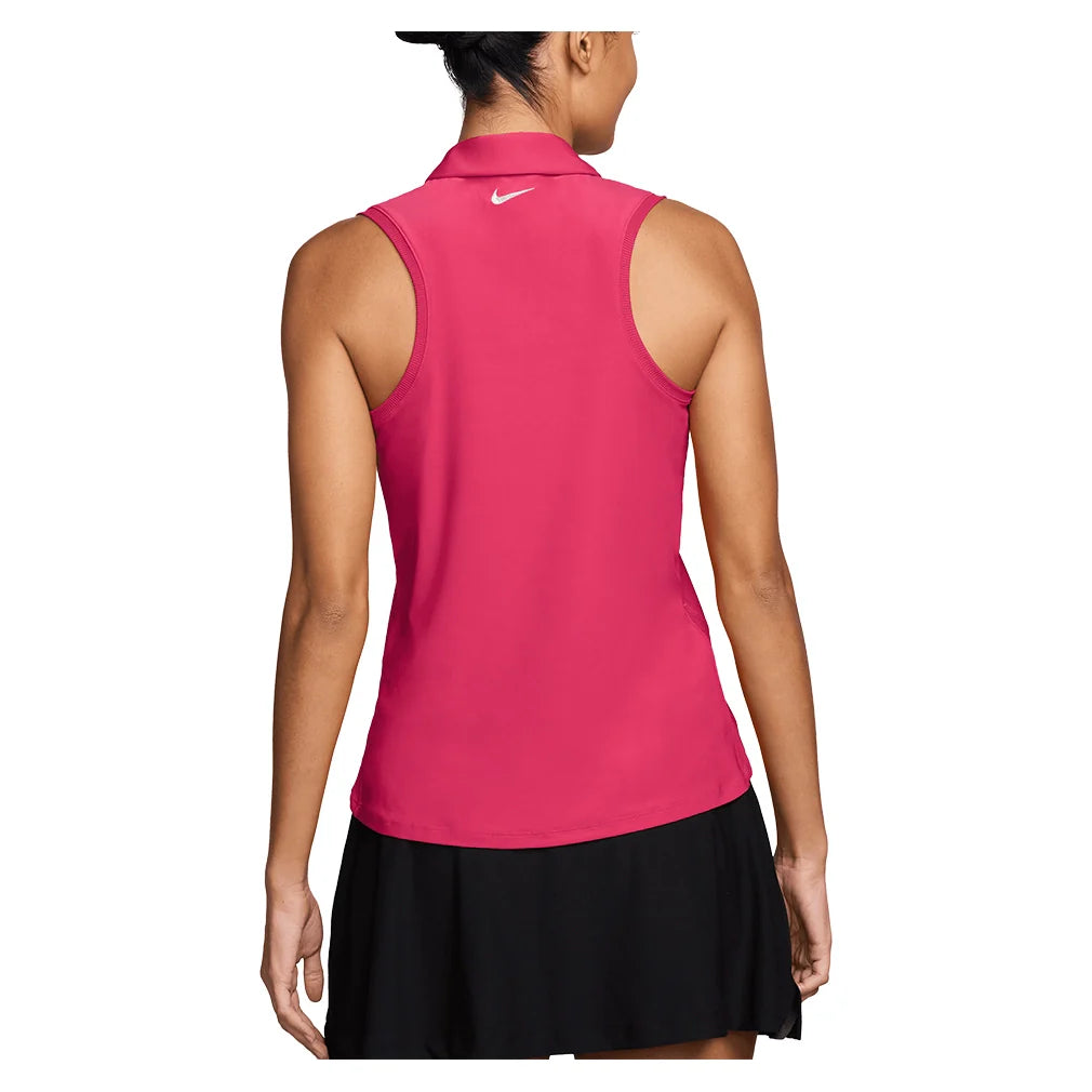 Women's Dri-FIT Victory Sleeveless Tennis Polo Rush Pink and White