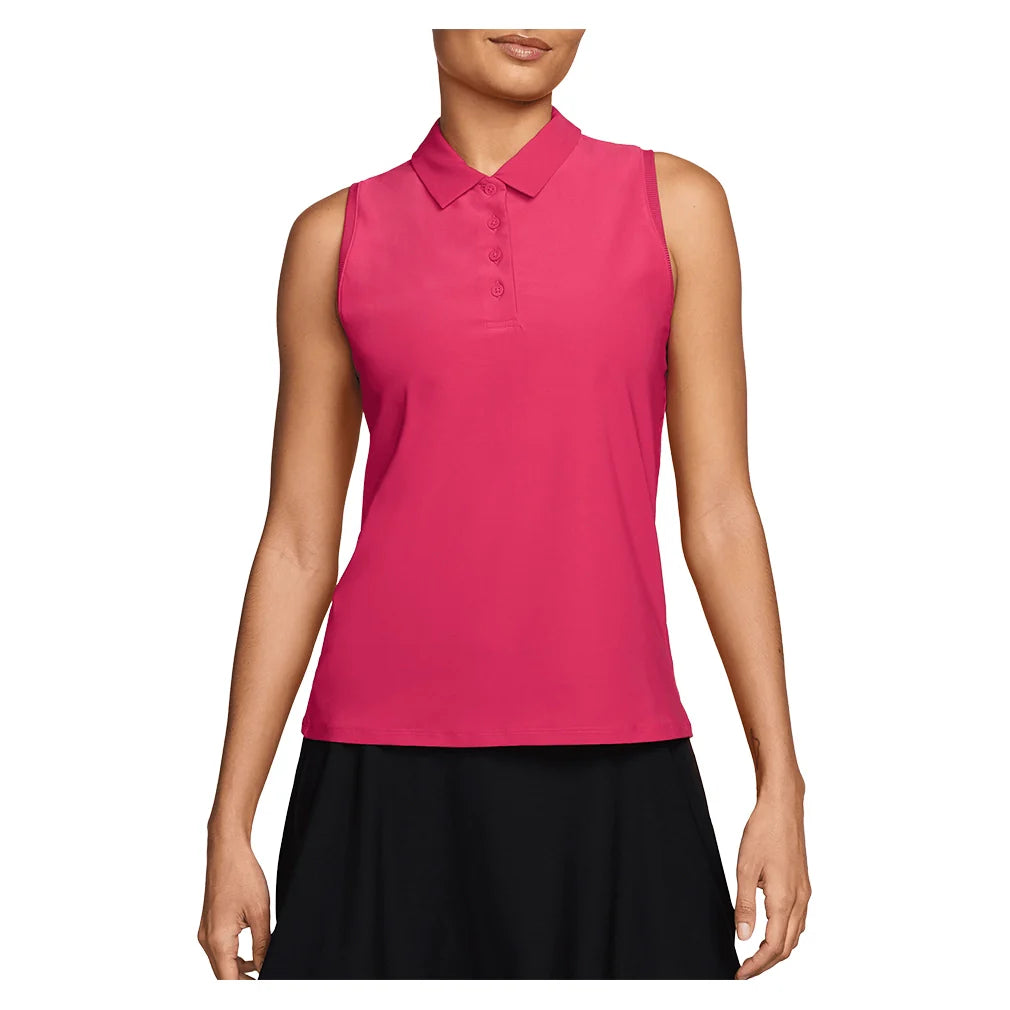 Women's Dri-FIT Victory Sleeveless Tennis Polo Rush Pink and White