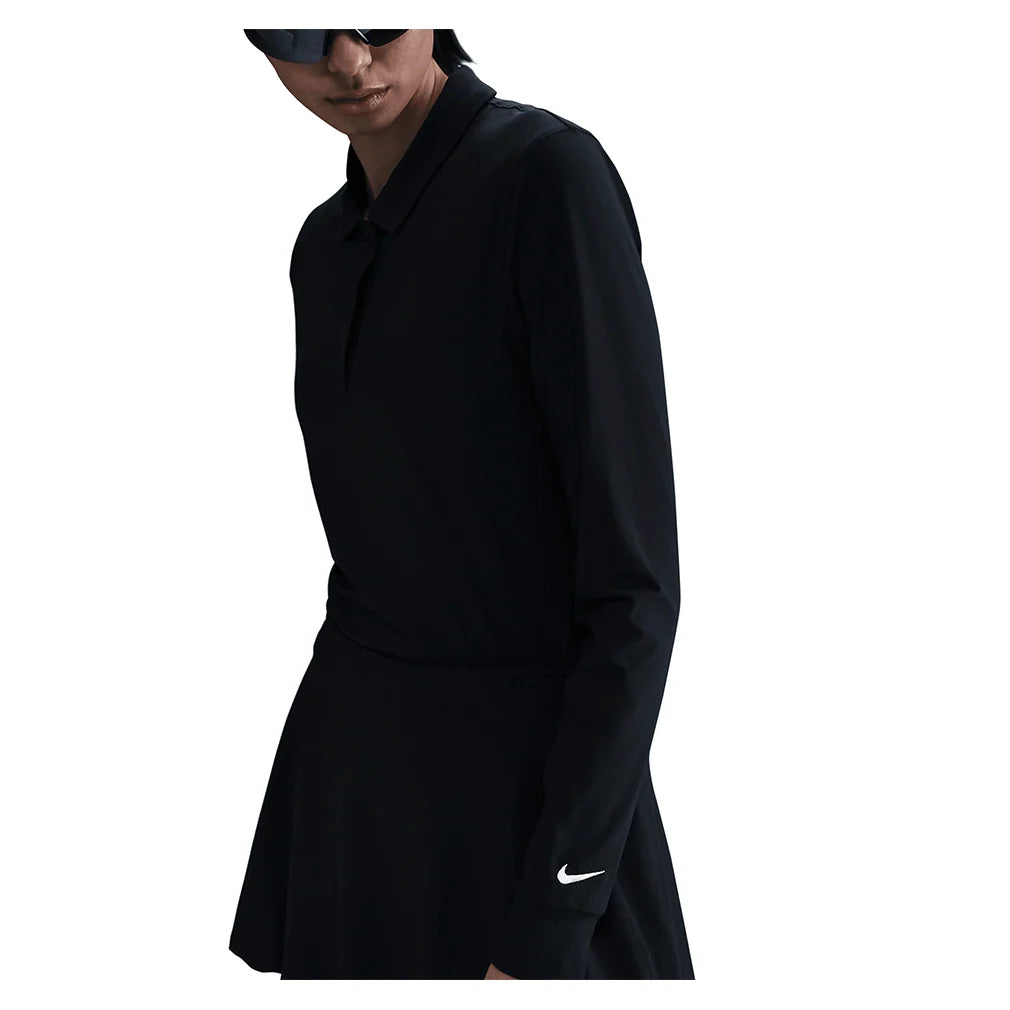 Women's Dri-FIT Victory Long-Sleeve Tennis Polo Black and White