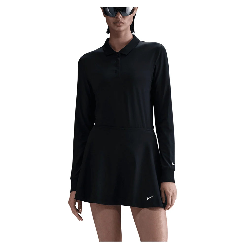 Women's Dri-FIT Victory Long-Sleeve Tennis Polo Black and White