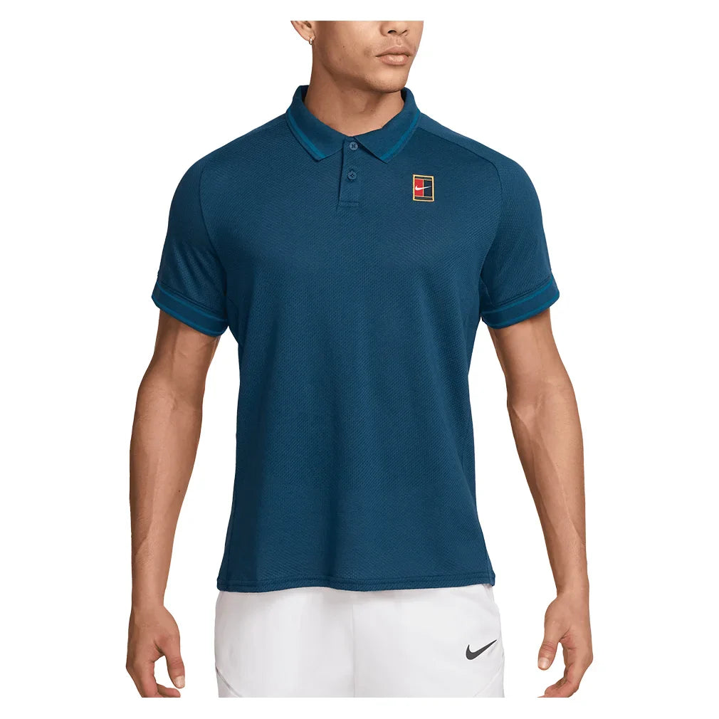 Men's Court Heritage Tennis Polo Blue Force and Green Abyss