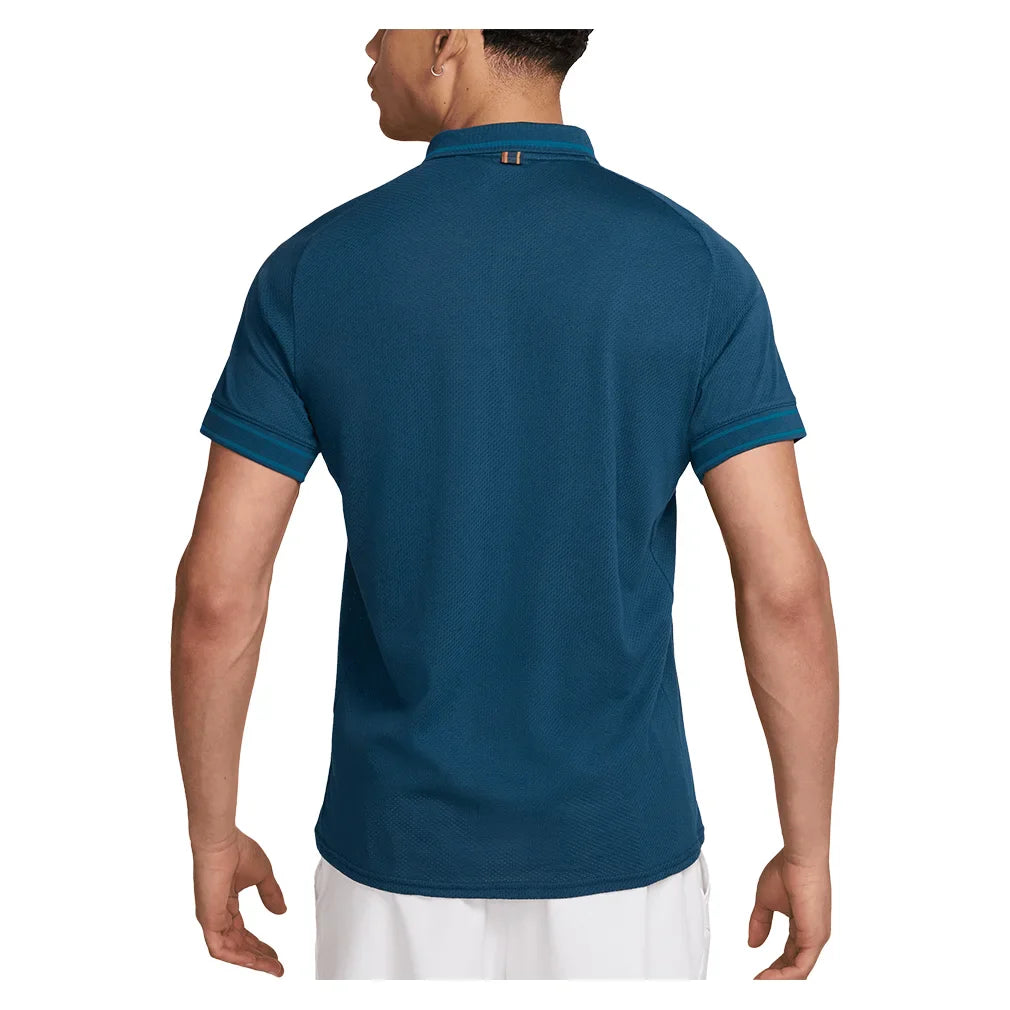 Men's Court Heritage Tennis Polo Blue Force and Green Abyss