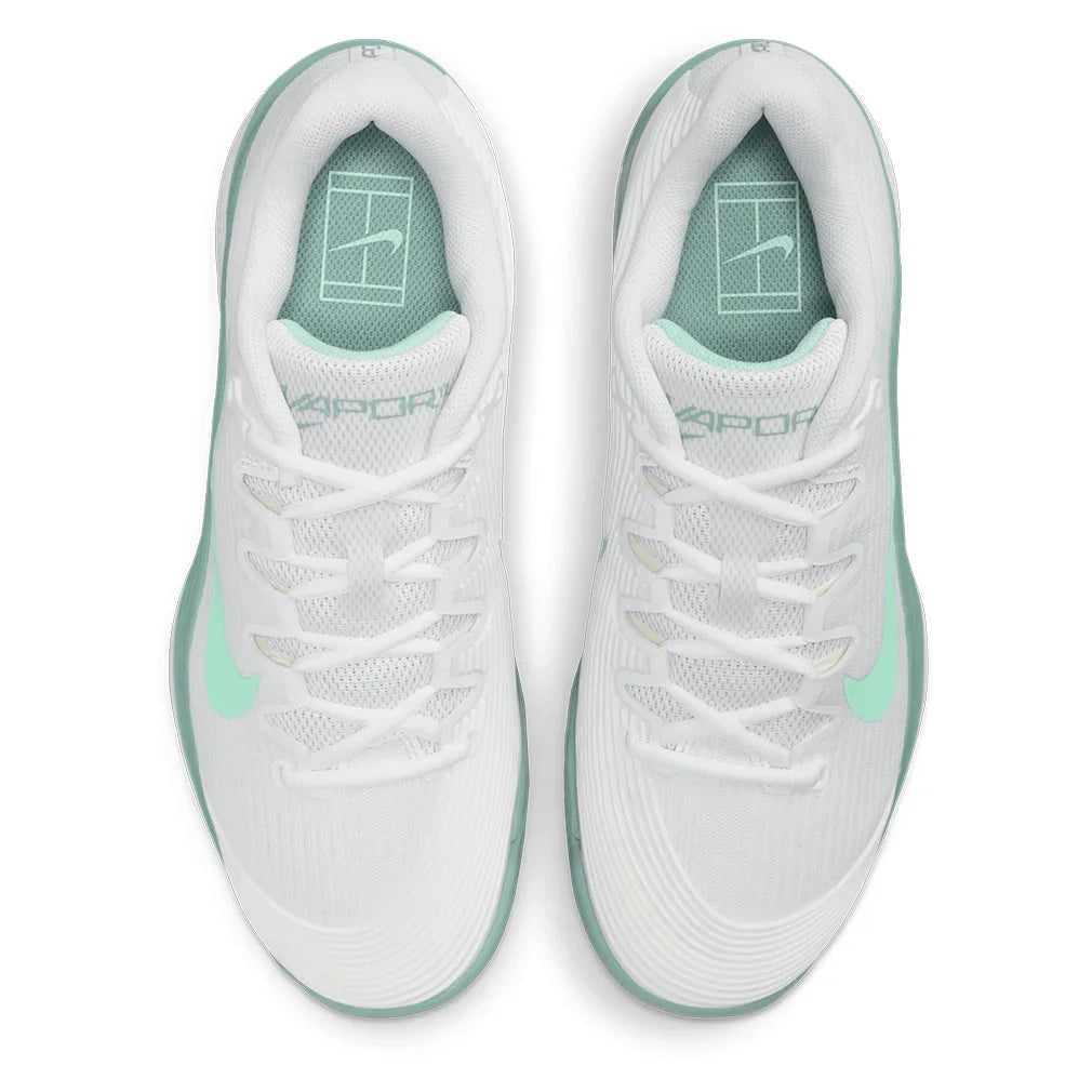 Women's Zoom Vapor 12 Tennis Shoes White and Mint Foam
