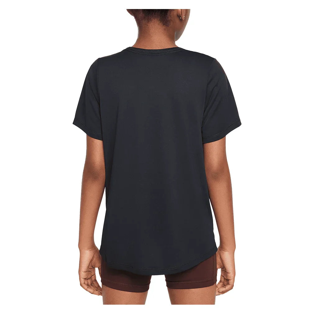 Girls' Dri-FIT One Short Sleeve Training Top Black and White