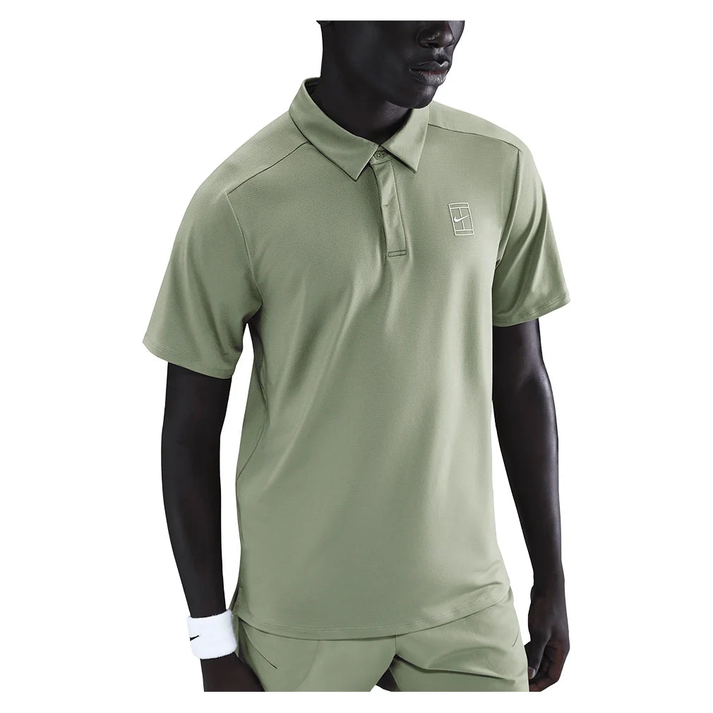 Men's Court Dri-FIT Advantage Tennis Polo Oil Green and White