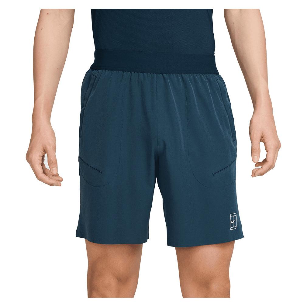 Men's Dri-Fit Advantage 8 inch Tennis Short Armory Navy and White