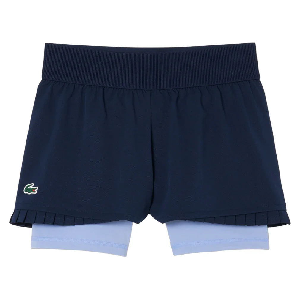 Women's On Court Lined Tennis Short Navy Blue and Delphinium