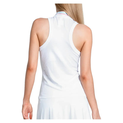 Women's Seamless Textured Sleeveless Tennis Polo White