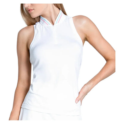Women's Seamless Textured Sleeveless Tennis Polo White