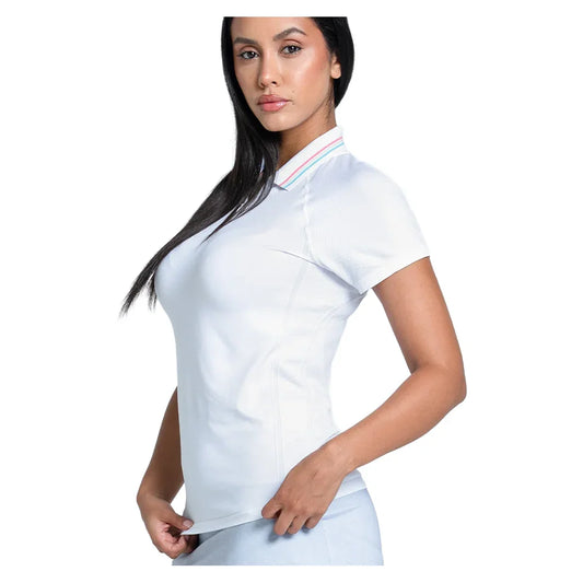 Women's Seamless Textured Short Sleeve Tennis Polo White