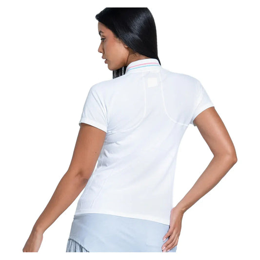 Women's Seamless Textured Short Sleeve Tennis Polo White