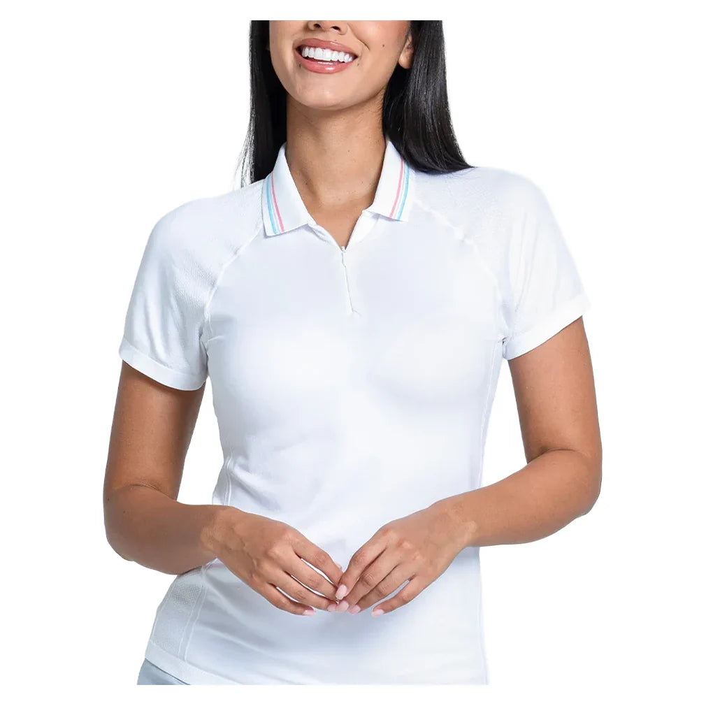 Women's Seamless Textured Short Sleeve Tennis Polo White