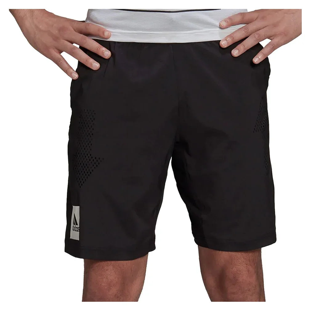Men's Paris Ergo 9 Inch Tennis Short Black and White