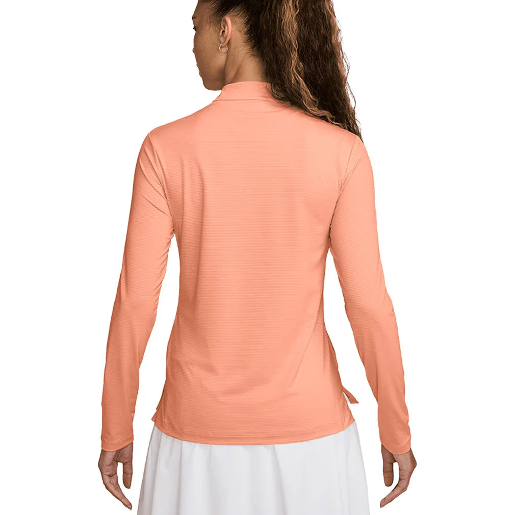 Women's Dri-Fit Victory 1/2 Zip Long Sleeve Tennis Top Apricot Agate and White