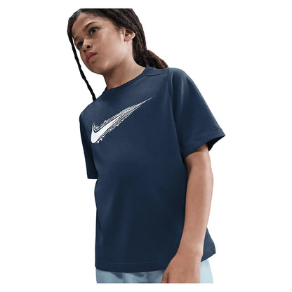 Boys' Multi Dri-FIT Short-Sleeve Training Top Midnight Navy and White
