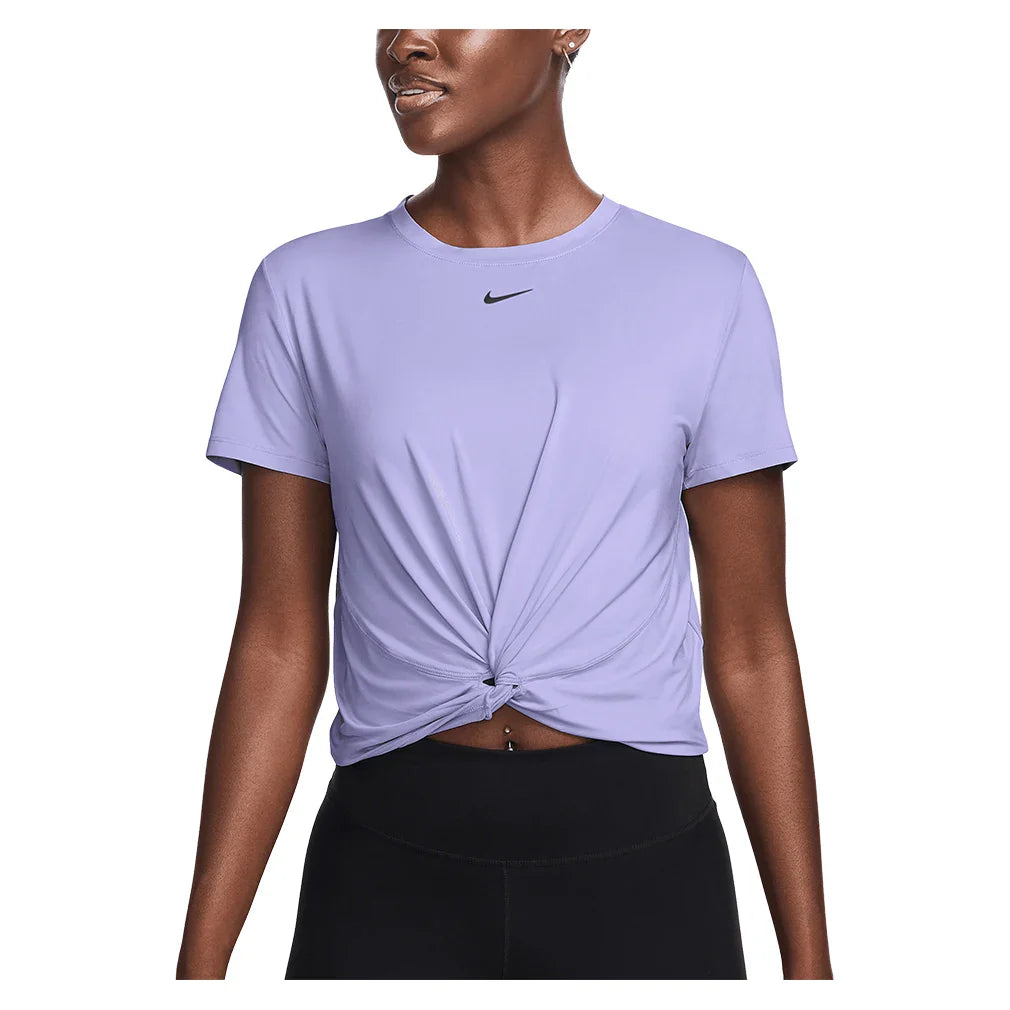 Women's One Classic Twist Short Sleeve Top Lilac Ice and Black