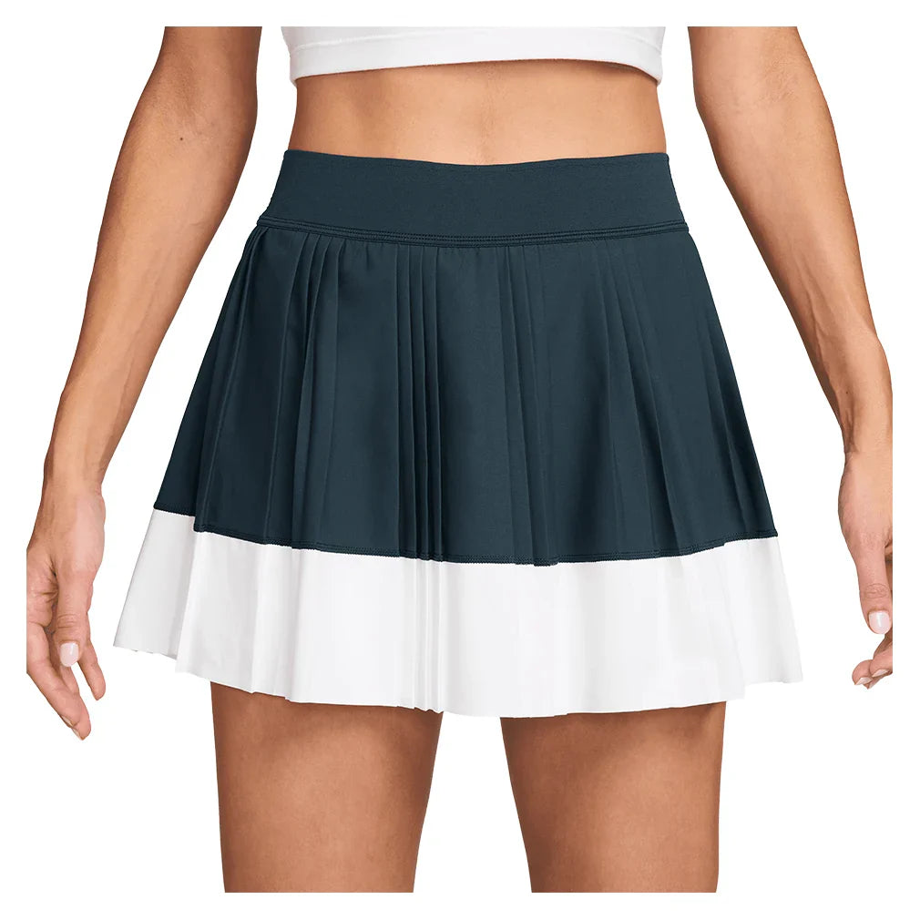 Women's Court Dri-FIT Advantage Pleated Stripe Tennis Skort Armory Navy and White