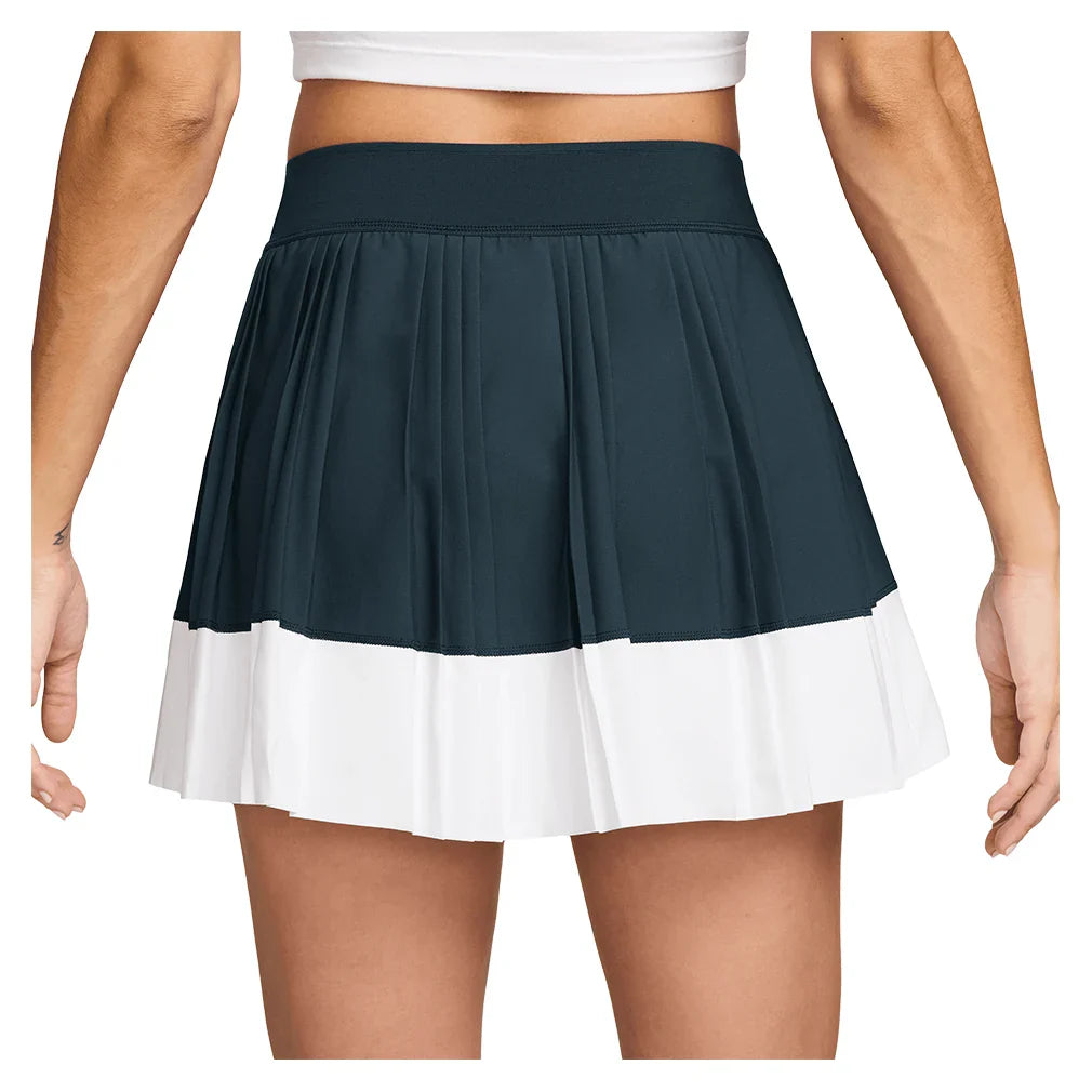 Women's Court Dri-FIT Advantage Pleated Stripe Tennis Skort Armory Navy and White