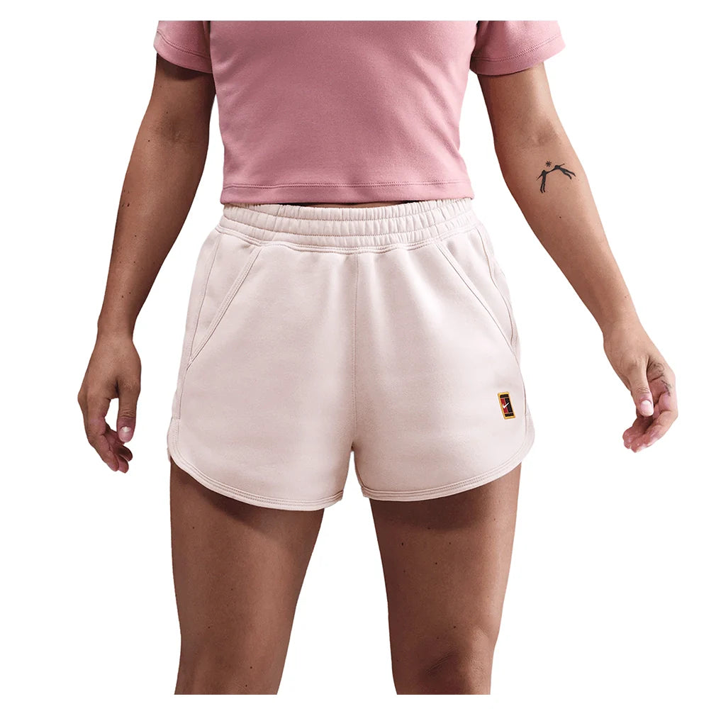 Women's Court Heritage Mid-Rise Fleece Tennis Shorts Silt Red