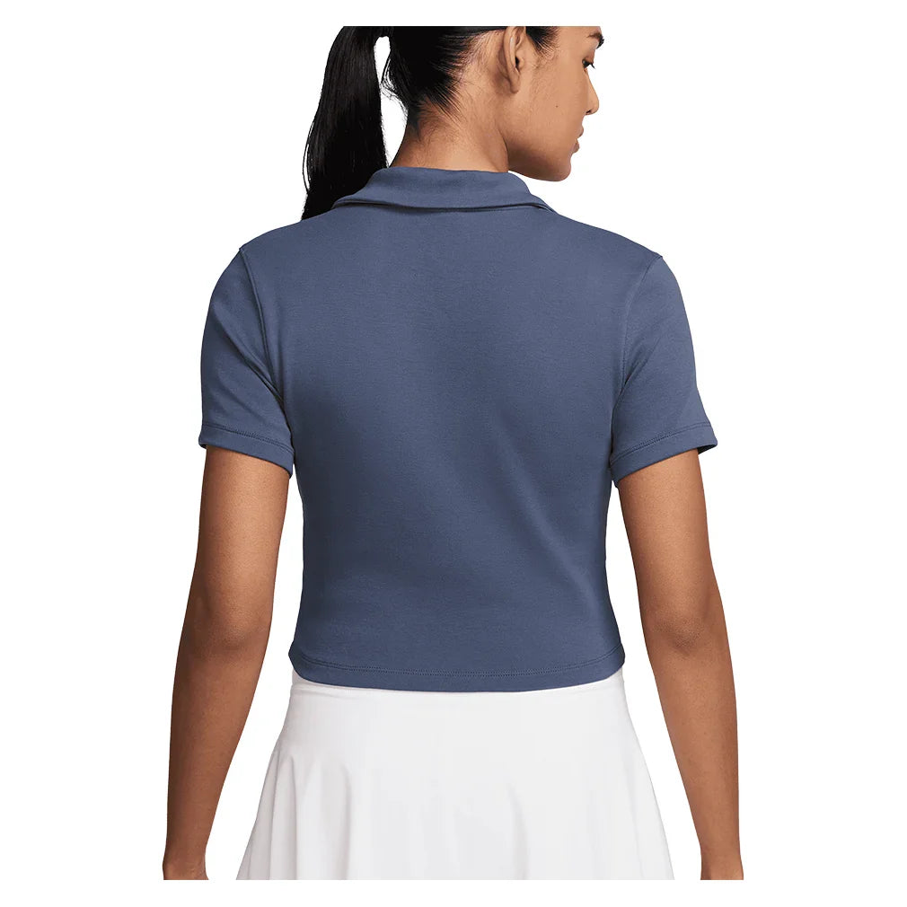 Women's Court Heritage Short-Sleeve Cropped Tennis Polo Diffused Blue