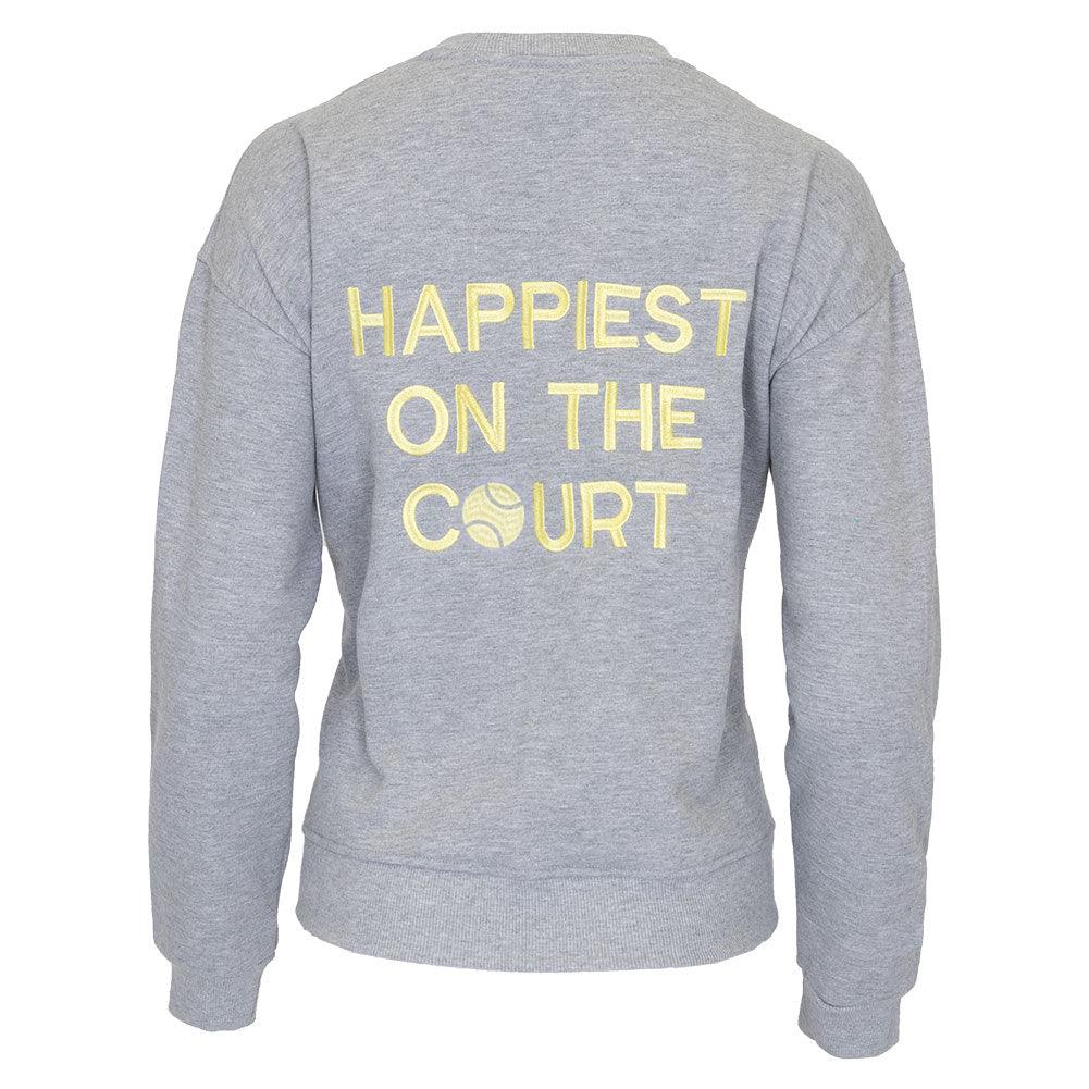 Women's Happiest On The Court Tennis Sweatshirt Grey and Yellow