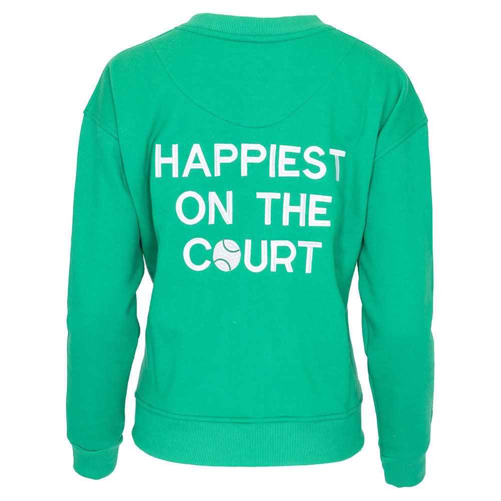 Women's Happiest On The Court Tennis Sweatshirt Green and White