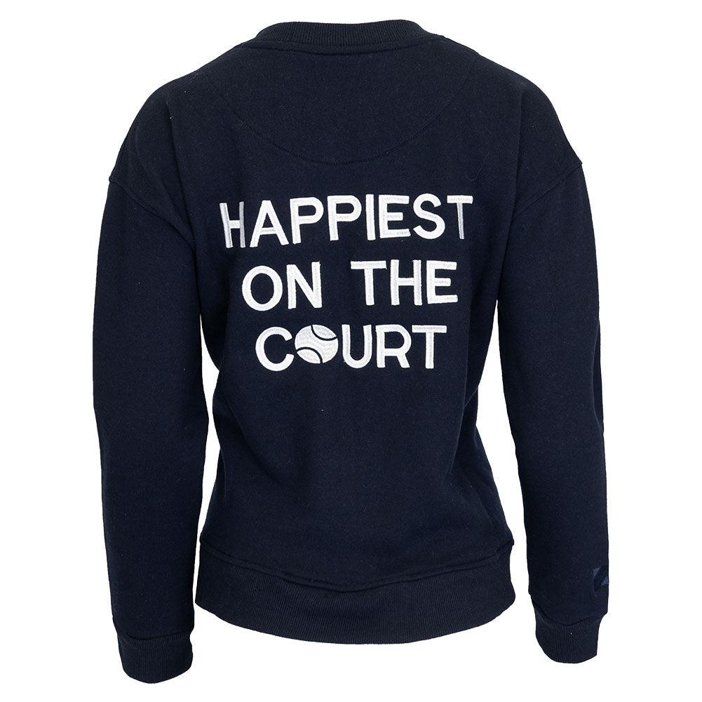 Women's Happiest On The Court Tennis Sweatshirt Navy and White