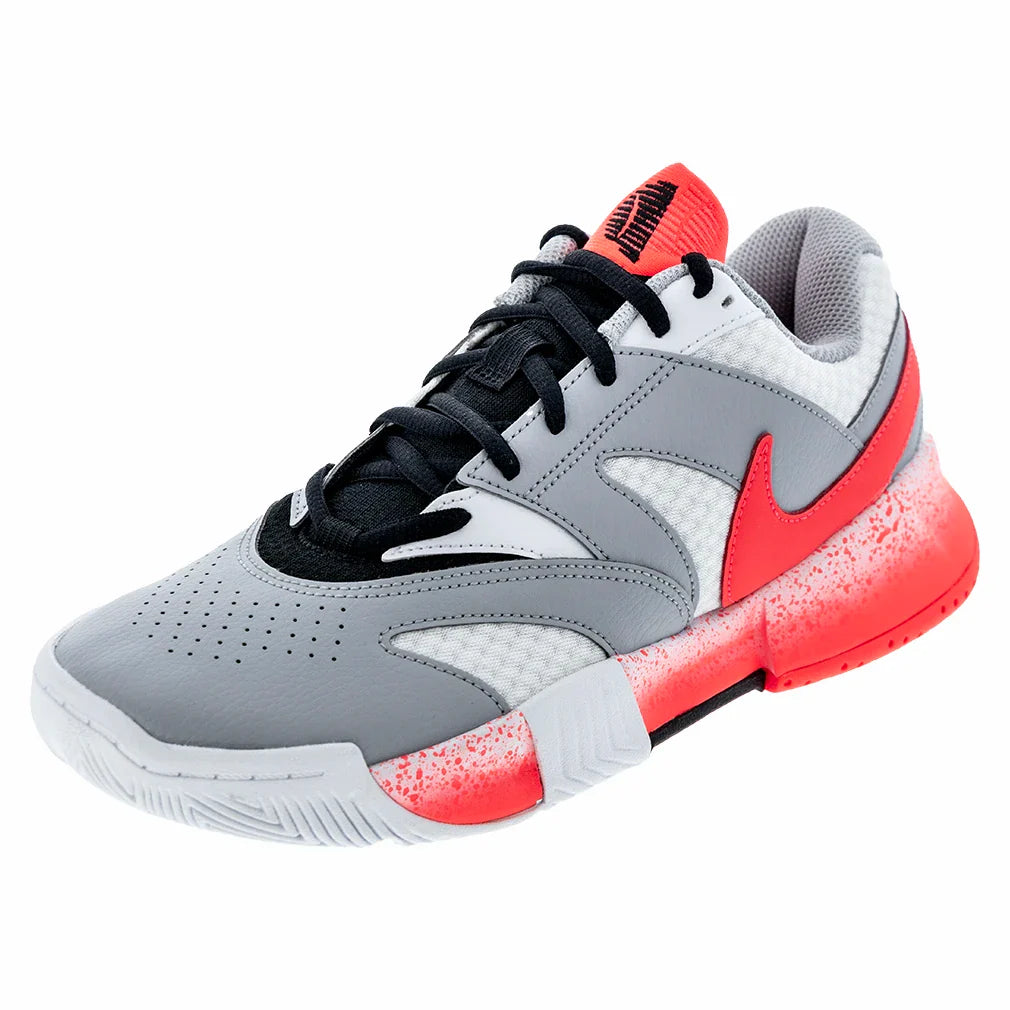 Men's Court Lite 4 Premium Tennis Shoes White and Hot Lava