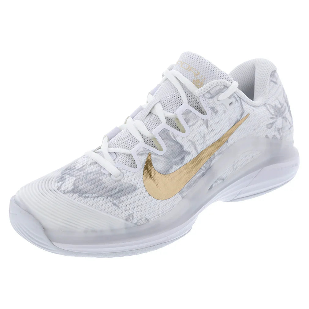 Men's Zoom Vapor 12 Magnolia Tennis Shoes White and Metallic Gold