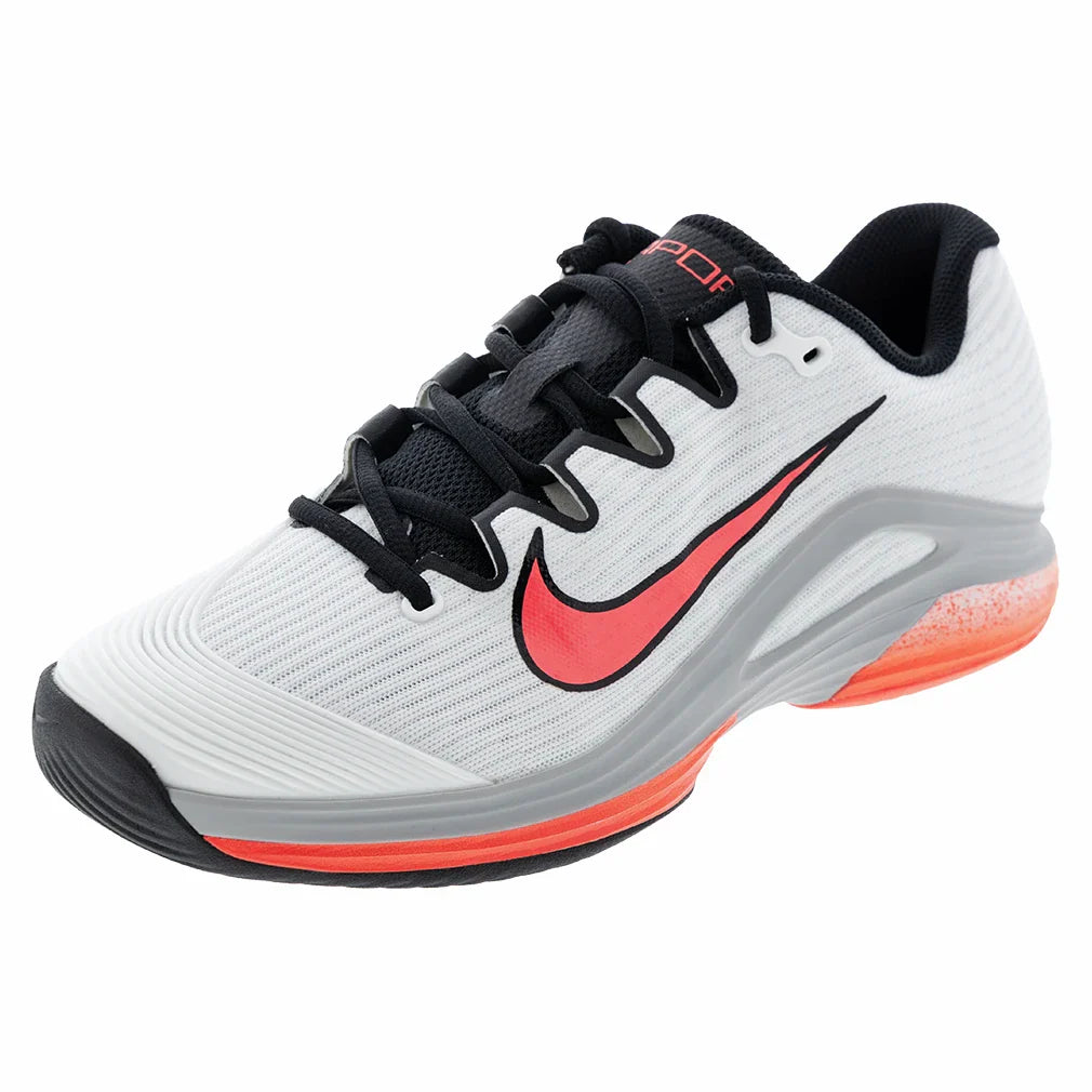 Men's Zoom Vapor 12 Premium Tennis Shoes White and Hot Lava