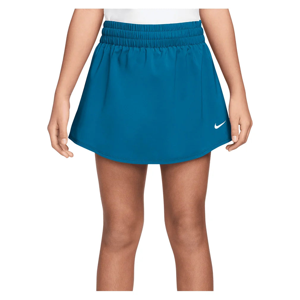 Girls' One Dri-FIT High-Waisted Training Skort Green Abyss and White