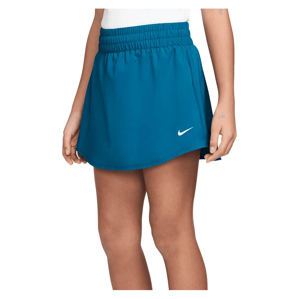 Girls' One Dri-FIT High-Waisted Training Skort Green Abyss and White