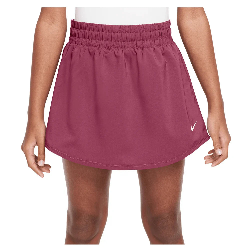 Girls' One Dri-FIT High-Waisted Skort Sweet Beet and White