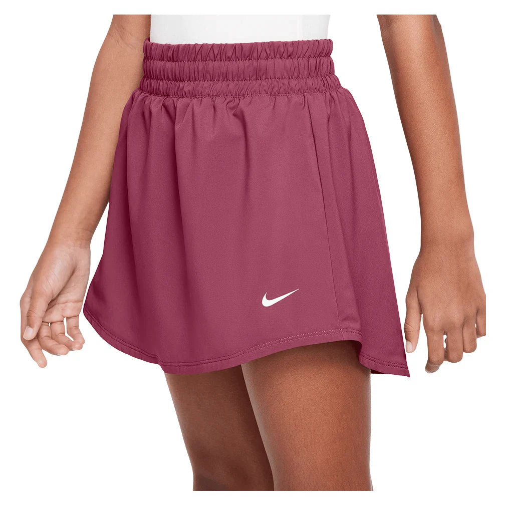Girls' One Dri-FIT High-Waisted Skort Sweet Beet and White