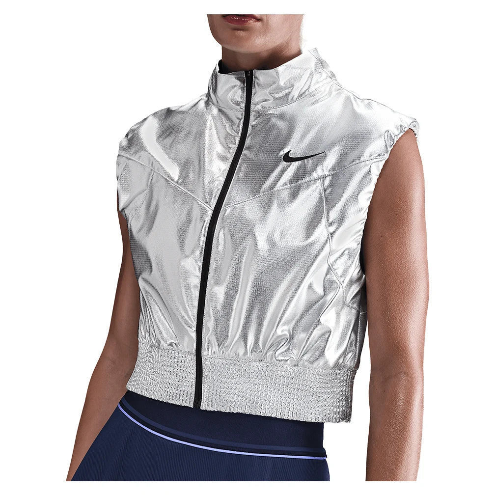 Women's New York Court Slam Tennis Vest Metallic Silver and Black