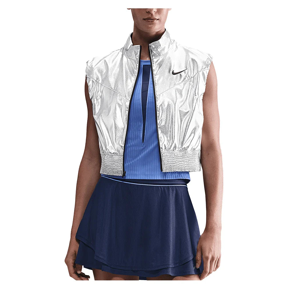 Women's New York Court Slam Tennis Vest Metallic Silver and Black