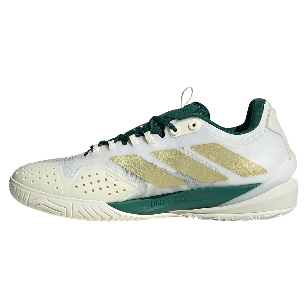 Men's Adizero Cybersonic 2 Tennis Shoes Core White and Gold Metallic